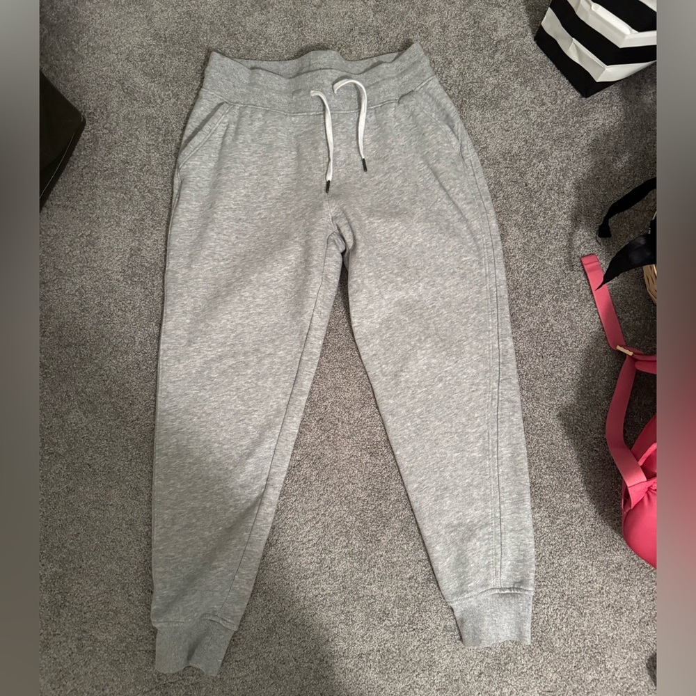 grey joggers with drawstring waist